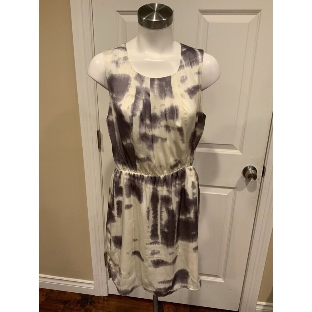 BCBG Max Azria "Jane" Gray & White Splatter Print Fit & Flare Dress, Size Medium